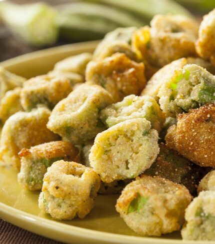 Organic Homemade Fried Green Okra