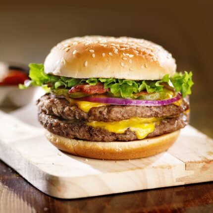double cheese burger with bacon