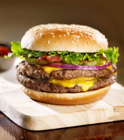 double cheese burger with bacon